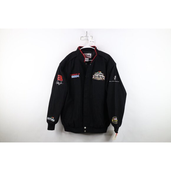 Deadstock Y2K 2004 NASCAR Mens L Daytona 500 Champ Dale Earnhardt Jr Crew Jacket